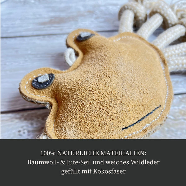 Leder-Spielzeug "Krabbe" mit Seilen