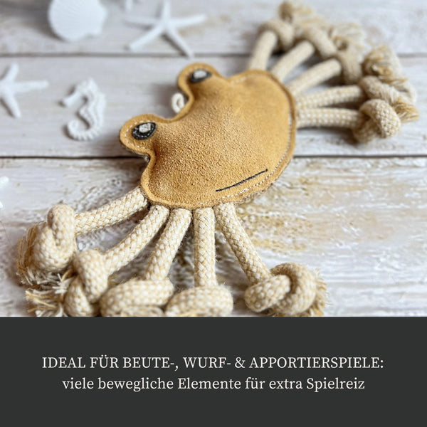 Leder-Spielzeug "Krabbe" mit Seilen