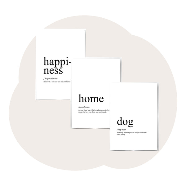 Poster-Set "dog", "happiness" & "home"
